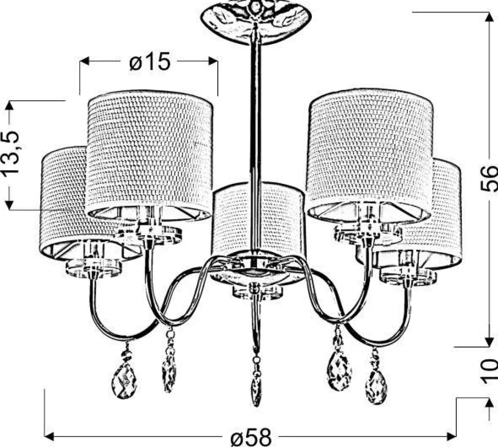 Oświetlenie Przedpokoju|Oświetlenie Jadalni>Candellux Lighting Lampa sufitowa wisząca chromowa żyrandol 5x40W Estera