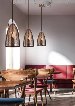 Oświetlenie Przedpokoju|Oświetlenie Jadalni>Candellux Lighting Lampa sufitowa wisząca Sfinks stożek E27 ażurowy-miedziany