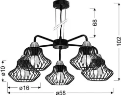 Oświetlenie Przedpokoju|Oświetlenie Jadalni>Candellux Lighting Lampa sufitowa wisząca 5x60W E27 czarny Alen