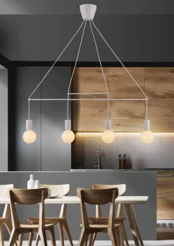Oświetlenie Jadalni|Oświetlenie Kuchni>Candellux Lighting Lampa wisząca biała matowa 4x40W regulowana E27 Alto