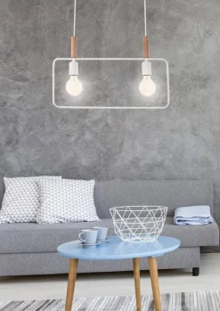 Lampy Wiszące|Oświetlenie Jadalni>Candellux Lighting Lampa wisząca biała regulowana wysokość 2x60W E27 Frame