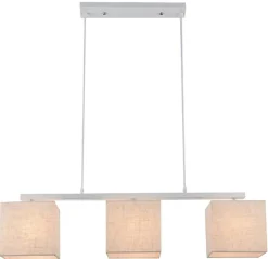 Oświetlenie Przedpokoju|Oświetlenie Jadalni>Candellux Lighting Lampa wisząca biała z lnianym abażurem 3x40W E27 Boho