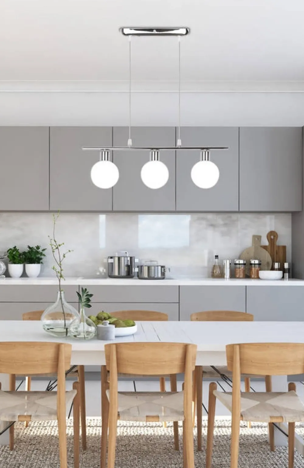 Oświetlenie Pokoju Dziecięcego|Oświetlenie Przedpokoju>Candellux Lighting Lampa wisząca chrom klosz kula 3xG9 Oden