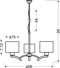 Oświetlenie Przedpokoju|Oświetlenie Jadalni></noscript>Candellux Lighting Lampa wisząca chrom krem abażur 3x60W żyrandol Draga