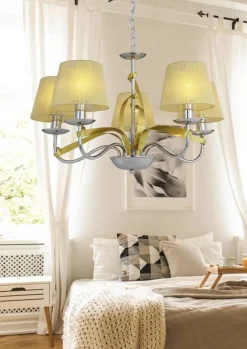 Oświetlenie Jadalni|Oświetlenie Sypialni>Candellux Lighting Lampa wisząca chrom złota wstęga 5xE14 DIJA