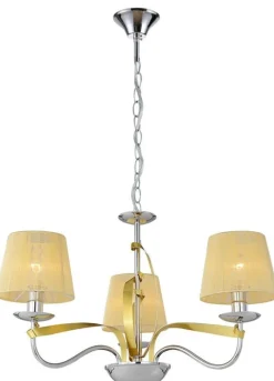 Oświetlenie Jadalni|Oświetlenie Sypialni>Candellux Lighting Lampa wisząca chrom złoty nitkowy abażur 3x40W DIJA