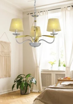 Oświetlenie Jadalni|Oświetlenie Sypialni>Candellux Lighting Lampa wisząca chrom złoty nitkowy abażur 3x40W DIJA