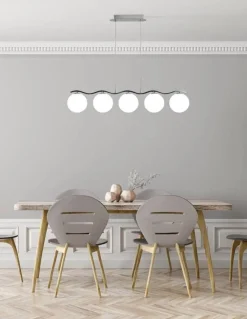 Oświetlenie Przedpokoju|Oświetlenie Jadalni>Candellux Lighting Lampa wisząca chrom/biała kula 5 Ramon