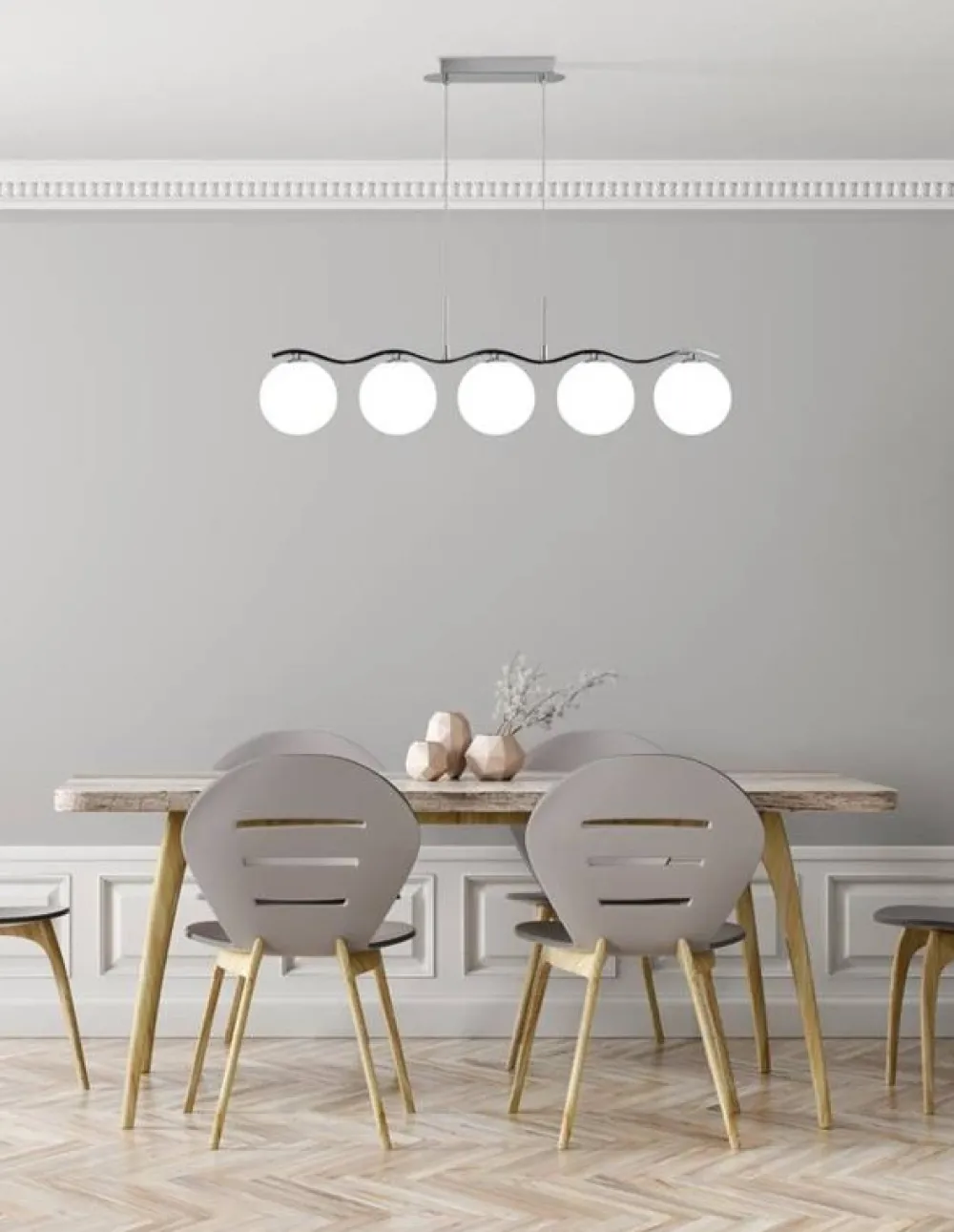 Oświetlenie Przedpokoju|Oświetlenie Jadalni>Candellux Lighting Lampa wisząca chrom/biała kula 5 Ramon