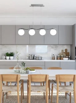 Oświetlenie Przedpokoju|Oświetlenie Jadalni>Candellux Lighting Lampa wisząca chrom/biała kula 4 Ramon