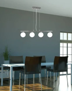 Oświetlenie Przedpokoju|Oświetlenie Łazienki>Candellux Lighting Lampa wisząca chrom/biała kula 4 RAISA