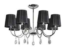 Oświetlenie Przedpokoju|Oświetlenie Jadalni>Candellux Lighting Lampa wisząca chrom/czarna z kryształkami 8x40W Sorento