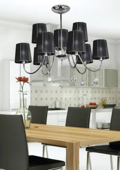 Oświetlenie Jadalni|Oświetlenie Sypialni>Candellux Lighting Lampa wisząca chrom/czarna z kryształkami 9x40W Sorento