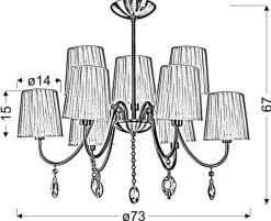 Oświetlenie Jadalni|Oświetlenie Sypialni></noscript>Candellux Lighting Lampa wisząca chrom/czarna z kryształkami 9x40W Sorento