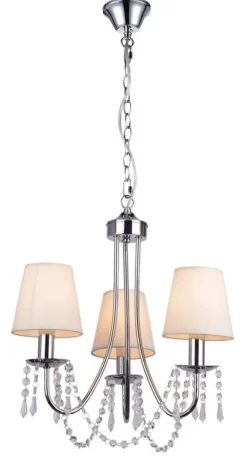 Oświetlenie Jadalni|Oświetlenie Sypialni>Candellux Lighting Lampa wisząca chromowa beżowa żyrandol 3x40W Ruti