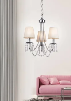 Oświetlenie Jadalni|Oświetlenie Sypialni>Candellux Lighting Lampa wisząca chromowa beżowa żyrandol 3x40W Ruti