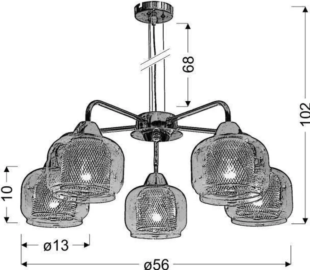 Oświetlenie Sypialni|Oświetlenie Salonu>Candellux Lighting Lampa wisząca chromowa klosz z koszykiem 5x40W Ray