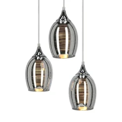 Lampy Wiszące|Oświetlenie Przedpokoju></noscript>Candellux Lighting Lampa wisząca chromowa lustrzane klosze 3x60W Marina