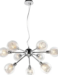 Oświetlenie Przedpokoju|Oświetlenie Jadalni>Candellux Lighting Lampa wisząca chromowa szklany klosz z koszyczkiem 9x40W Dixi