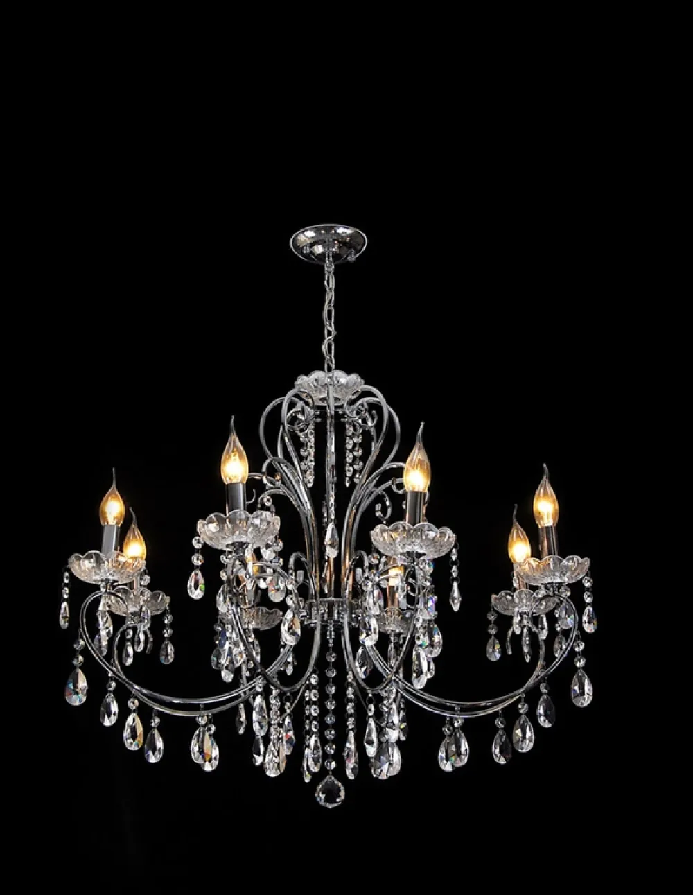 Oświetlenie Jadalni|Oświetlenie Salonu>Candellux Lighting Lampa wisząca chromowa z kryształami żyrandol 8x40W Aurora Candellux