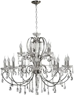 Oświetlenie Sypialni|Oświetlenie Salonu>Candellux Lighting Lampa wisząca chromowa z kryształami żyrandol 15x40W Aurora