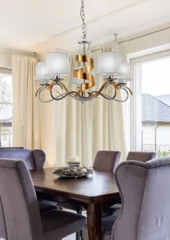 Oświetlenie Jadalni|Oświetlenie Sypialni>Candellux Lighting Lampa wisząca chrom/złota 5xE14 żyrandol Decanis