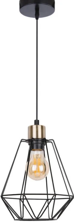 Oświetlenie Jadalni|Oświetlenie Kuchni>Candellux Lighting Lampa wisząca czarna + patyna druciany klosz Primo