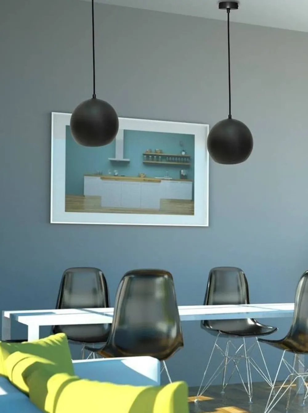 Oświetlenie Przedpokoju|Oświetlenie Jadalni>Ledea Lampa wisząca czarna E27 metal / drewno Flen