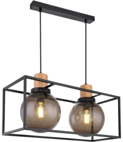 Oświetlenie Przedpokoju|Oświetlenie Jadalni>Candellux Lighting Lampa wisząca czarna metalowa dymiona 2xE27 Retro 2