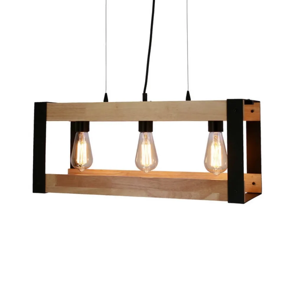 Oświetlenie Przedpokoju|Oświetlenie Sypialni>Candellux Lighting Lampa wisząca czarna metalowa + drewno 3xE27 Varna