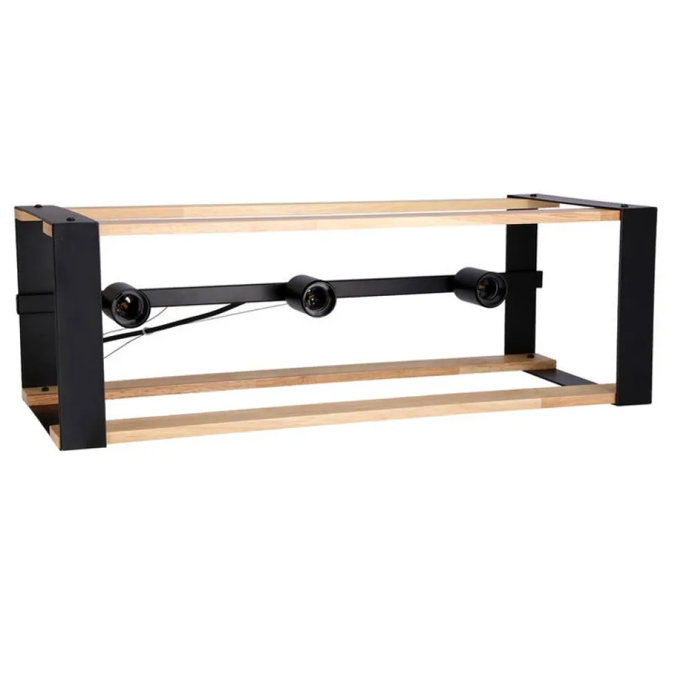 Oświetlenie Przedpokoju|Oświetlenie Sypialni>Candellux Lighting Lampa wisząca czarna metalowa + drewno 3xE27 Varna