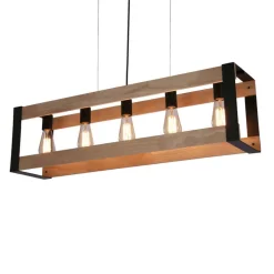 Oświetlenie Przedpokoju|Oświetlenie Jadalni></noscript>Candellux Lighting Lampa wisząca czarna metalowa + drewno 5x40W E27 Varna