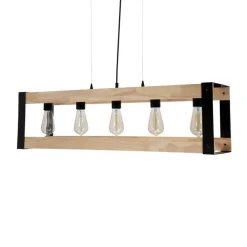 Oświetlenie Przedpokoju|Oświetlenie Jadalni></noscript>Candellux Lighting Lampa wisząca czarna metalowa + drewno 5x40W E27 Varna