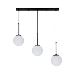Oświetlenie Jadalni|Oświetlenie Kuchni>Candellux Lighting Lampa wisząca czarna Pompei 3X40W E27 klosz biały