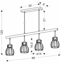 Oświetlenie Jadalni|Oświetlenie Kuchni></noscript>Candellux Lighting Lampa wisząca czarna 4x60W Bernita