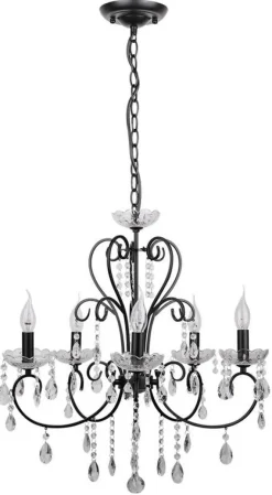 Oświetlenie Jadalni|Oświetlenie Salonu>Candellux Lighting Lampa wisząca czarna z kryształkami 5xE14 Aurora