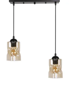 Oświetlenie Przedpokoju|Oświetlenie Jadalni>Candellux Lighting Lampa wisząca czarna/bursztynowa listwa 2xE27 Felis