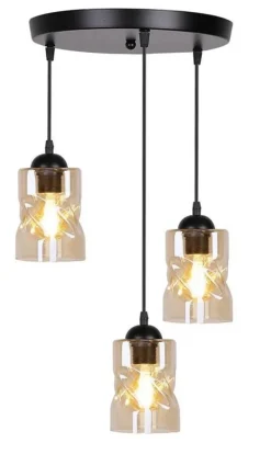 Oświetlenie Jadalni|Oświetlenie Sypialni>Candellux Lighting Lampa wisząca czarna/bursztynowa talerz 3xE27 Felis