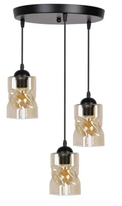 Oświetlenie Jadalni|Oświetlenie Sypialni>Candellux Lighting Lampa wisząca czarna/bursztynowa talerz 3xE27 Felis