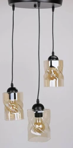 Oświetlenie Jadalni|Oświetlenie Sypialni></noscript>Candellux Lighting Lampa wisząca czarna/bursztynowa talerz 3xE27 Felis