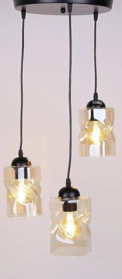 Oświetlenie Jadalni|Oświetlenie Sypialni></noscript>Candellux Lighting Lampa wisząca czarna/bursztynowa talerz 3xE27 Felis