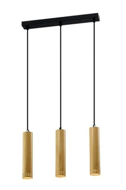 Lampy Wiszące|Oświetlenie Przedpokoju>Candellux Lighting Lampa wisząca czarna/drewniana oprawa 3x25W Tubo