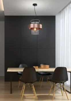 Oświetlenie Przedpokoju|Oświetlenie Jadalni>Candellux Lighting Lampa wisząca czarna/miedziana metalowy koszyk 40W E27 Fiba