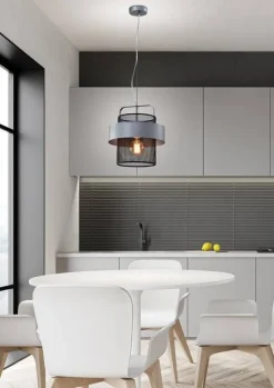 Oświetlenie Przedpokoju|Oświetlenie Jadalni>Candellux Lighting Lampa wisząca czarna/srebrna metalowy koszyk 40W E27 Fiba