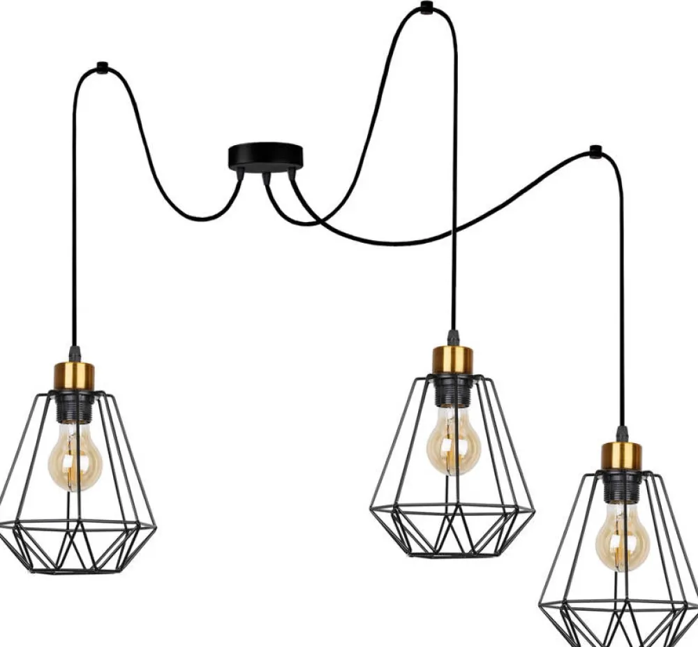 Oświetlenie Jadalni|Oświetlenie Kuchni>Candellux Lighting Lampa wisząca czarno-złota 3 Primo
