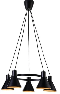 Oświetlenie Sypialni|Oświetlenie Salonu>Candellux Lighting Lampa wisząca czarno-złota matowa sufitowa 5x40W More