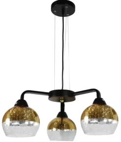 Oświetlenie Przedpokoju|Oświetlenie Jadalni>Candellux Lighting Lampa wisząca czarno-złota regulowana 3x60W Cromina Gold