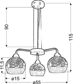 Oświetlenie Przedpokoju|Oświetlenie Jadalni>Candellux Lighting Lampa wisząca czarno-złota regulowana 3x60W Cromina Gold
