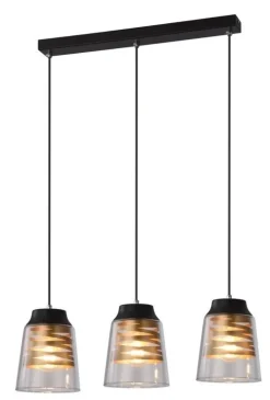 Oświetlenie Jadalni|Oświetlenie Sypialni></noscript>Candellux Lighting Lampa wisząca czarno-złota szklany klosz 3x60W E27 Fresno