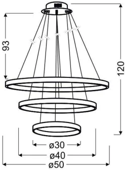 Oświetlenie Jadalni|Oświetlenie Kuchni></noscript>Candellux Lighting Lampa wisząca LED 60W Lune potrójny ring chrom